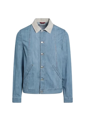 Brunello Cucinelli contrast-collar denim jacket - Blue