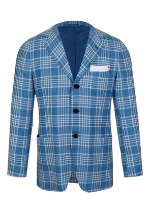 Kiton check-pattern pockets blazer - Blue