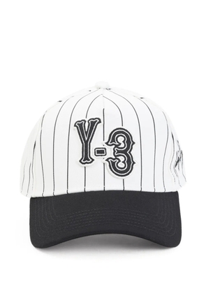 Y-3 pinstriped logo-patch cap - White