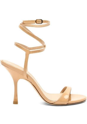 Stuart Weitzman 100mm Nudist Wrap patent-leather sandals - Neutrals