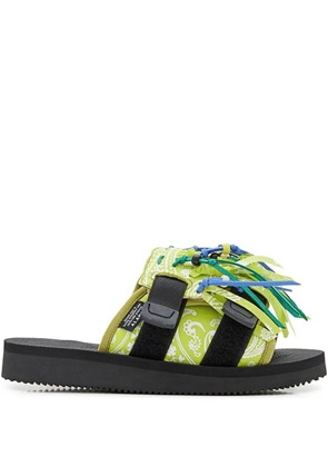 Alanui paisley-print fringe sandals - Green