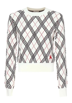 Burberry diamond-pattern ribbed-trim sweater - White