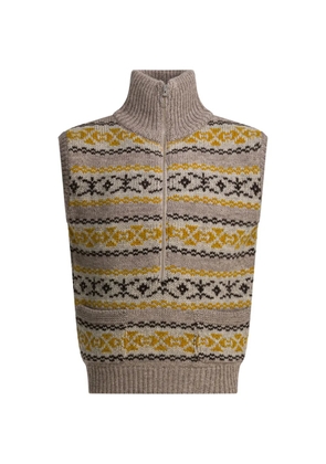 KAPITAL quarter-zip sleeveless sweater vest - Neutrals