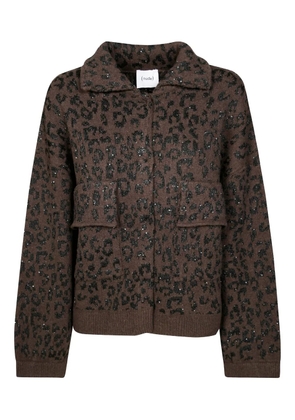 Nude animal-pattern cardigan - Brown