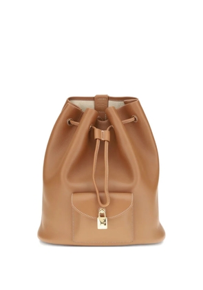 Loro Piana drawstring leather backpack - Brown