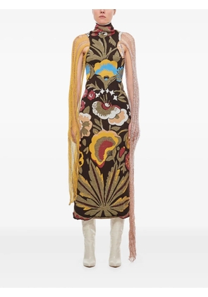 VITELLI floral jacquard knit dress - Brown