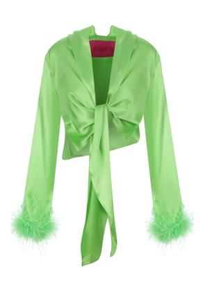 VERGUENZA feather-trimmed knotted blouse - Green