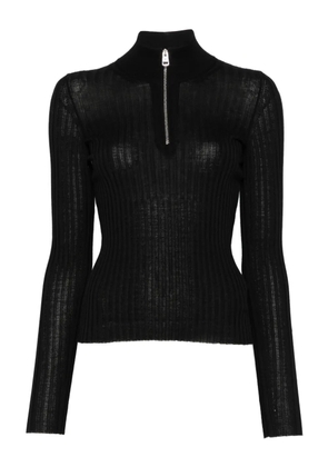 MRZ zip-front ribbed sweater - Black