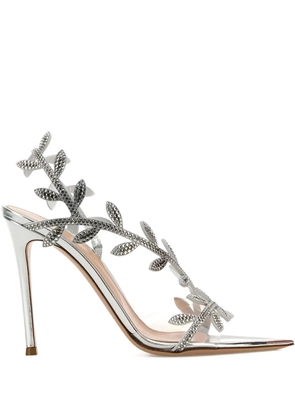 Gianvito Rossi crystal-leaf leather sandals - Silver