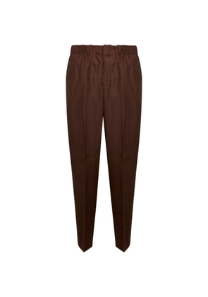 Laneus elastic-waistband tapered trousers - Brown