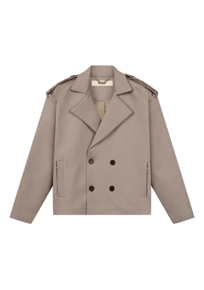 ROUGH. cropped double-breasted trench jacket - Green