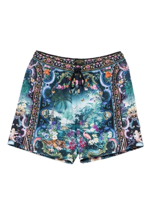 Camilla baroque-print swim shorts - Black