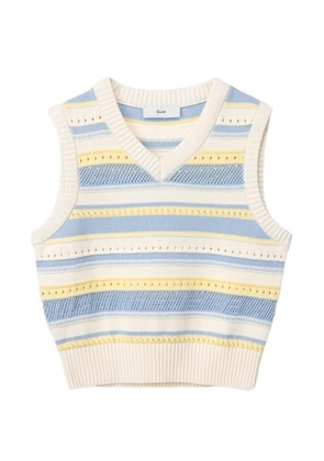 DUNST striped V-neck knitted vest - Yellow