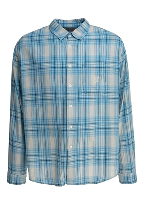 This Is Never That checked embroidered shirt - Blue