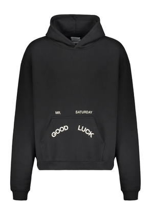MR. SATURDAY Good Luck logo-print kangaroo-pocket hoodie - Black