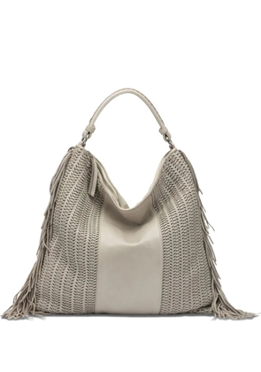 Reptile's House large Vasia fringed woven shoulder bag - Neutrals