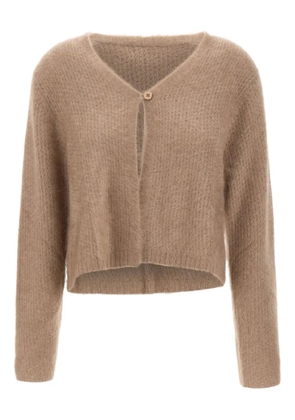 Hemisphere textured single-button cardigan - Brown