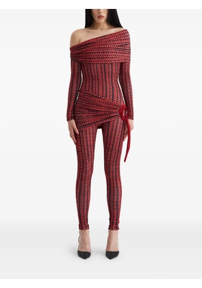 Atu Body Couture ruched printed jumpsuit - Red