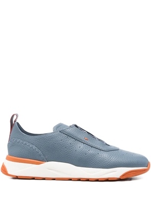 Santoni perforated-design leather sneakers - Blue