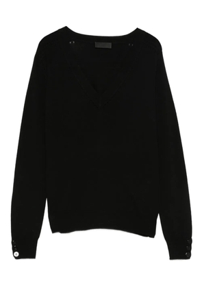 LIU JO button-cuff v-neck jumper - Black