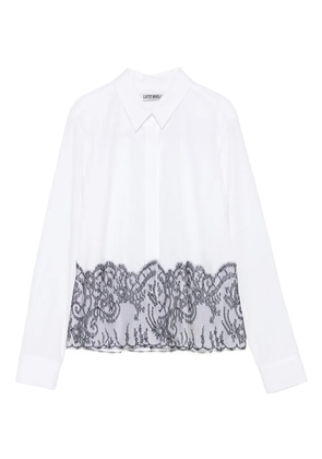 Lutz Huelle lace-trimmed cotton shirt - White