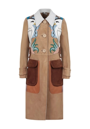 Miu Miu suede belted single-breasted coat - Brown