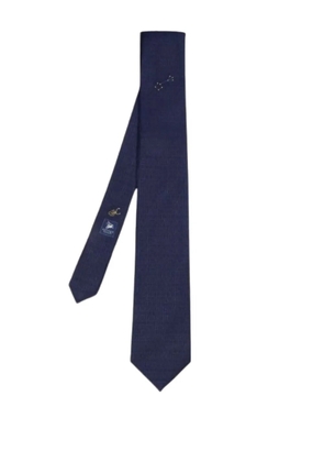 Elios Milano Scorpio geometric-pattern silk tie - Blue