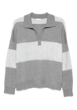 LIU JO striped polo-neck sweater - Grey