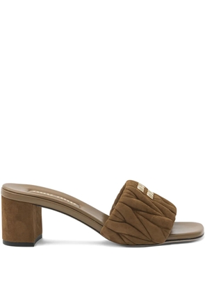 Miu Miu quilted logo sandals - Brown