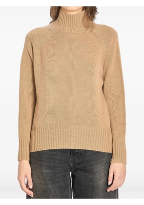 Allude turtleneck ribbed-trim sweater - Brown