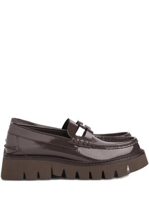 Pedro Garcia patent-leather platform loafers - Brown