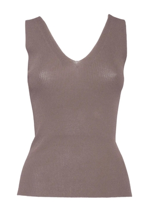 Filippo De Laurentiis ribbed V-neck top - Brown
