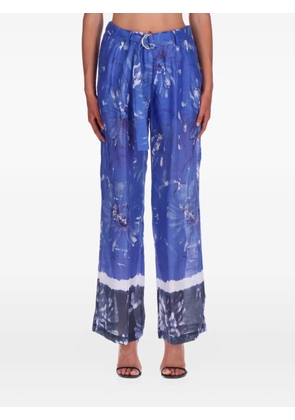 ERMANNO FIRENZE flora-printedl belt trousers - Blue