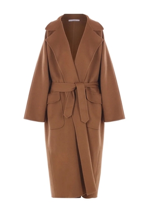 Dusan belted patch-pocket coat - Brown