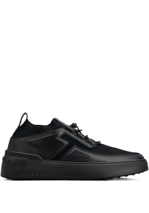 Tod's knitted-detail leather low-top sneakers - Black