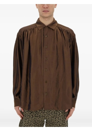 AIE gathered buttoned shirt - Brown