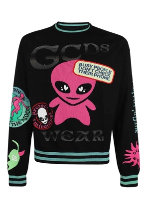 GCDS alien-graphic crew-neck sweatshirt - Black