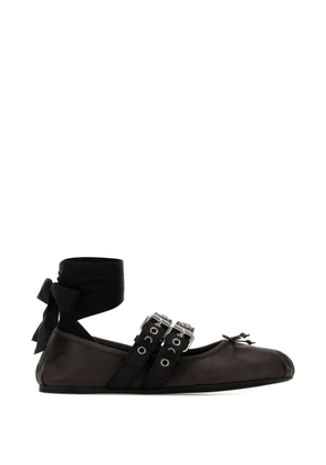 Miu Miu buckle strap ballet flats - Brown
