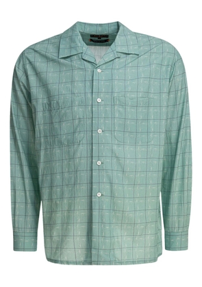 BEAMS PLUS revere-collar grid-pattern shirt - Blue