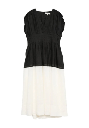 Sea pleated V-neck mini dress - Black