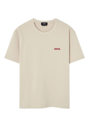 A.P.C. logo-embroidered crew-neck T-shirt - Neutrals