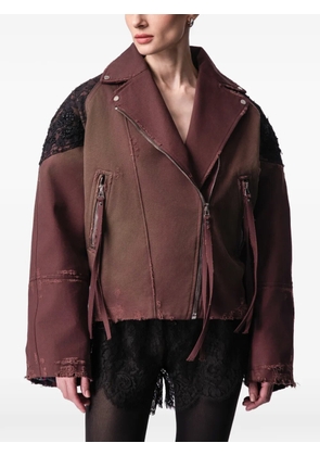 ARTICLE TEN lace-panelling jacket - Brown