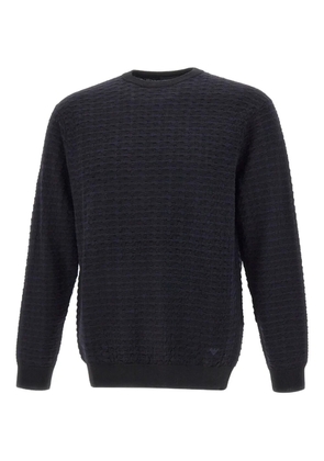 Emporio Armani textured crew-neck sweater - Blue
