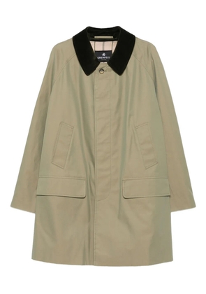 Grenfell velvet-collared buttoned coat - Green