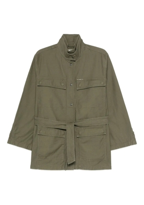 Closed belted cotton coat - Green