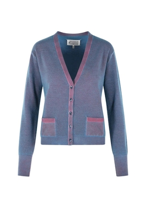 Maison Margiela patch-pocket V-neck cardigan - Blue