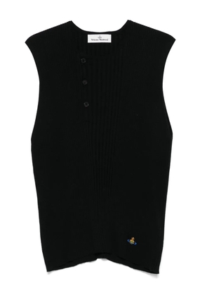Vivienne Westwood Tegan ribbed button-placket vest - N401 BLACK