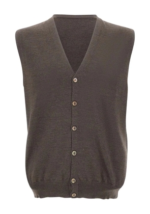 Gran Sasso V-neck buttoned vest - Brown