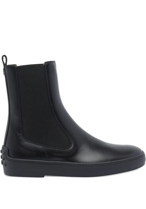 Tod's round-toe leather booties - Black