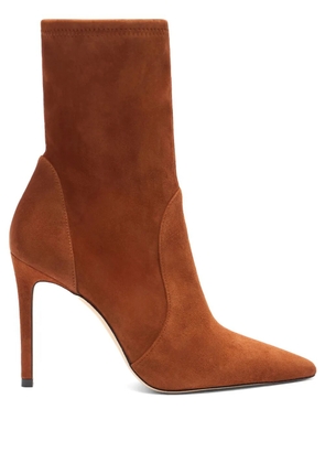 Stuart Weitzman 100MM pointed-toe sock boots - Brown
